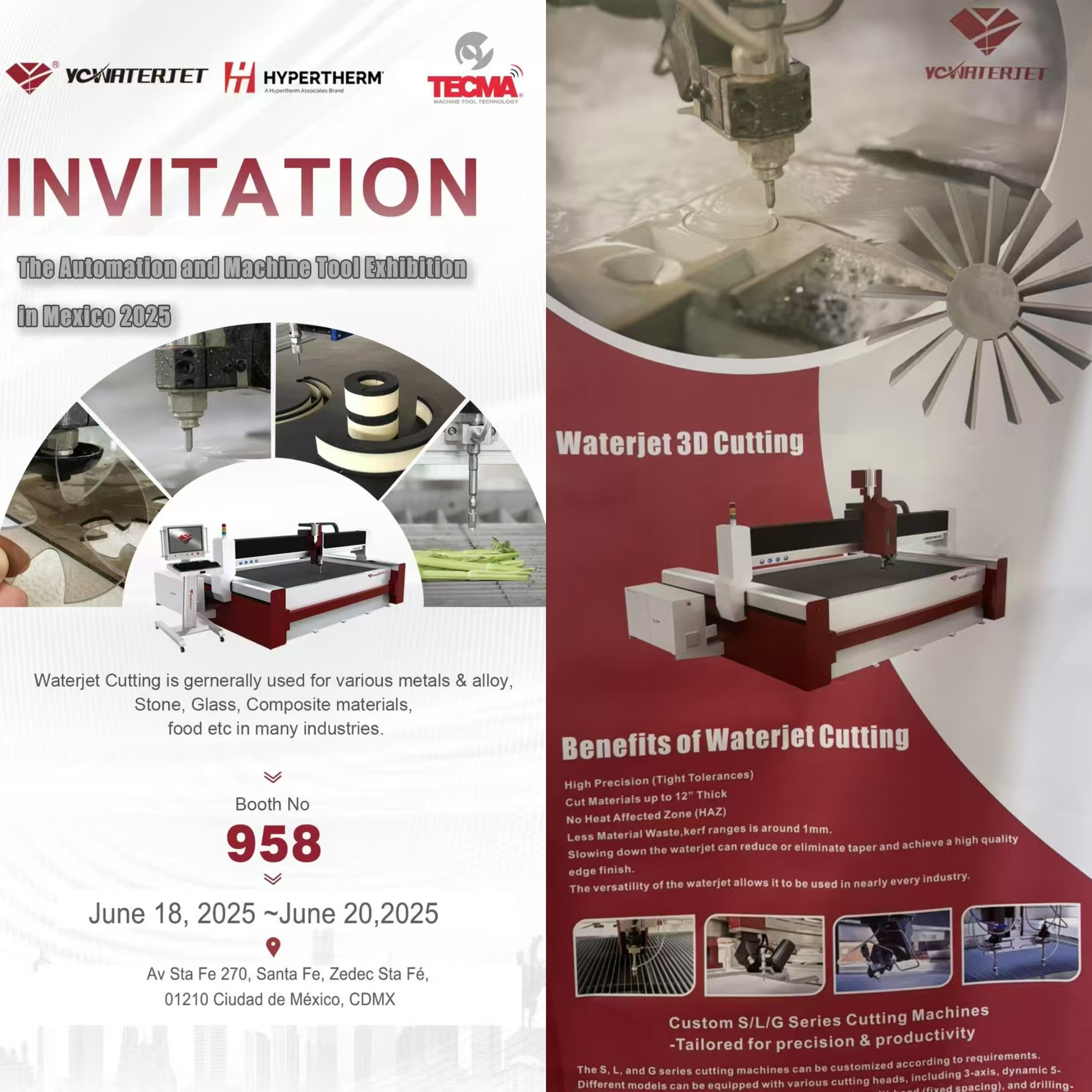 YC WaterJet brilha no Tecma México, mostrando a influência internacional da tecnologia de corte a frio